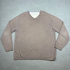 Tommy Bahama Sweater Mens L V-Neck Cotton Cashmere Blend Brown Preppy